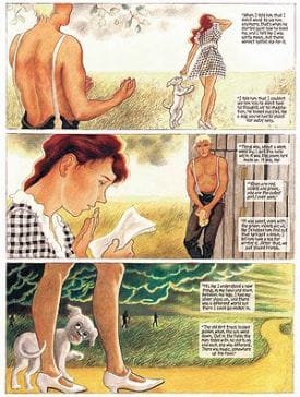 Trois cases de "Lost Girls" d'Alan Moore : Dorthy va quitter Oz.